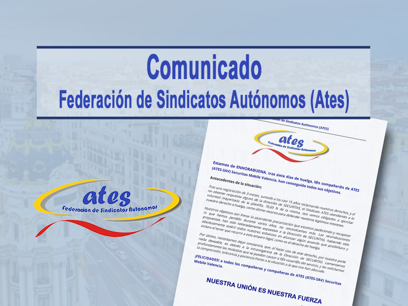 Comunicado de la Federación de Sindicatos Autónomos (ATES)