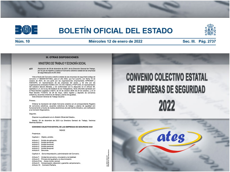 Publicación en el BOE del Convenio de seguridad 2022